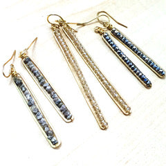 Caviar Stick Earrings in assorted micro faceted crystal colors