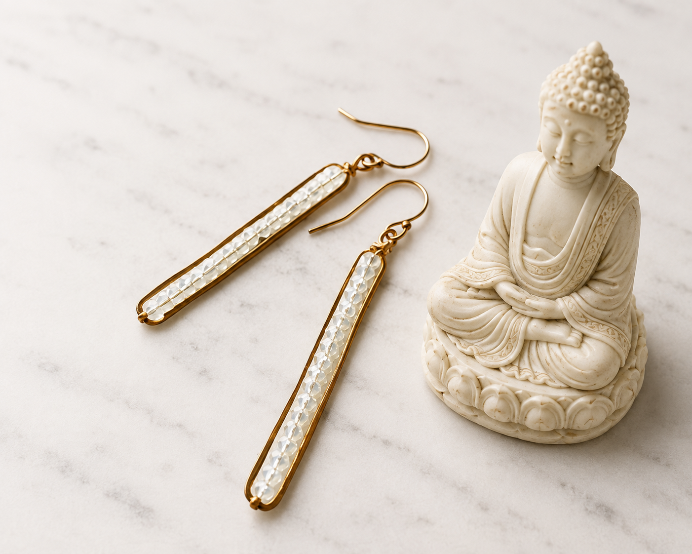 Moonstone Caviar Stick Earrings