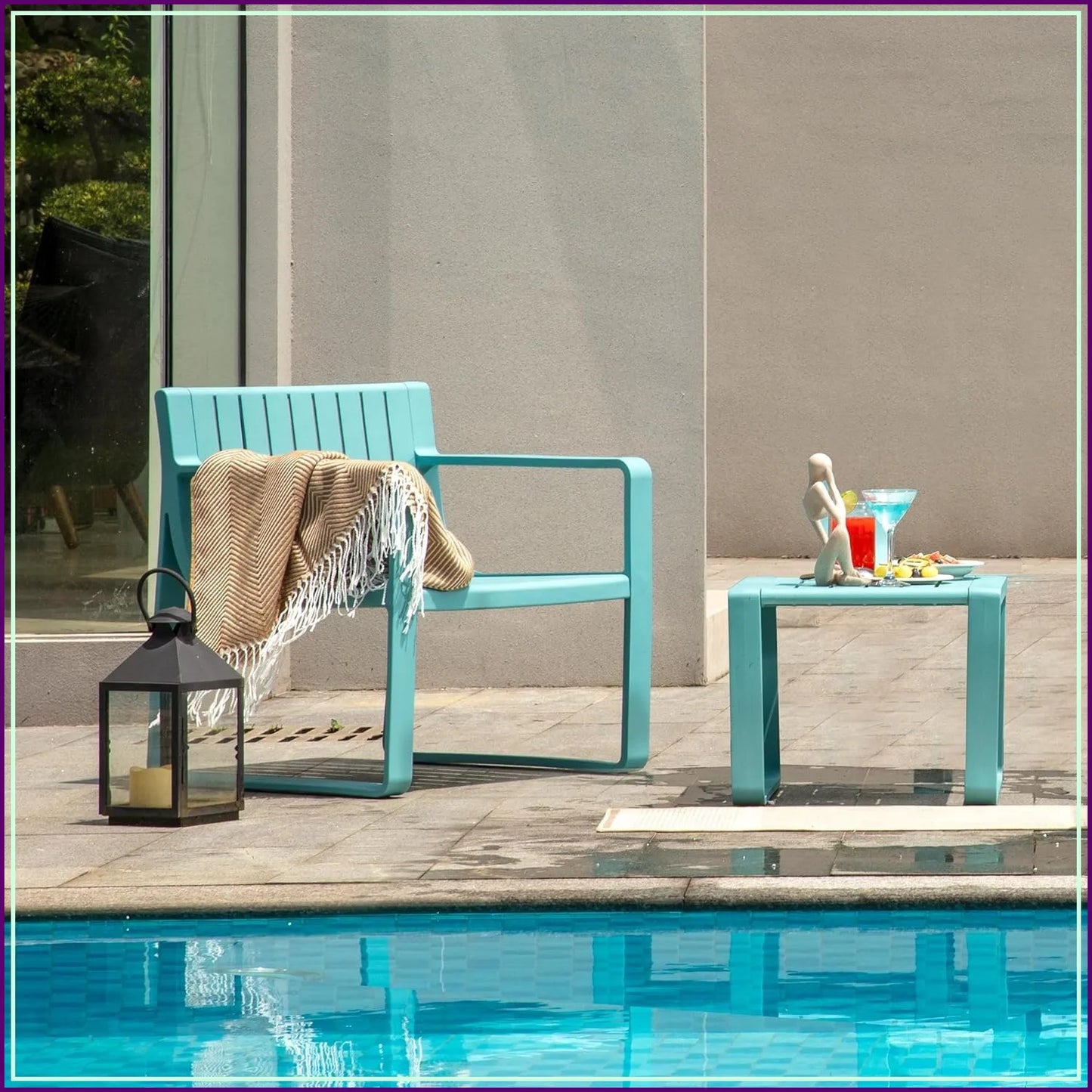 Outdoor Patio Furniture Set with Bistro Table and Chairs for Garden Poolside Balcony