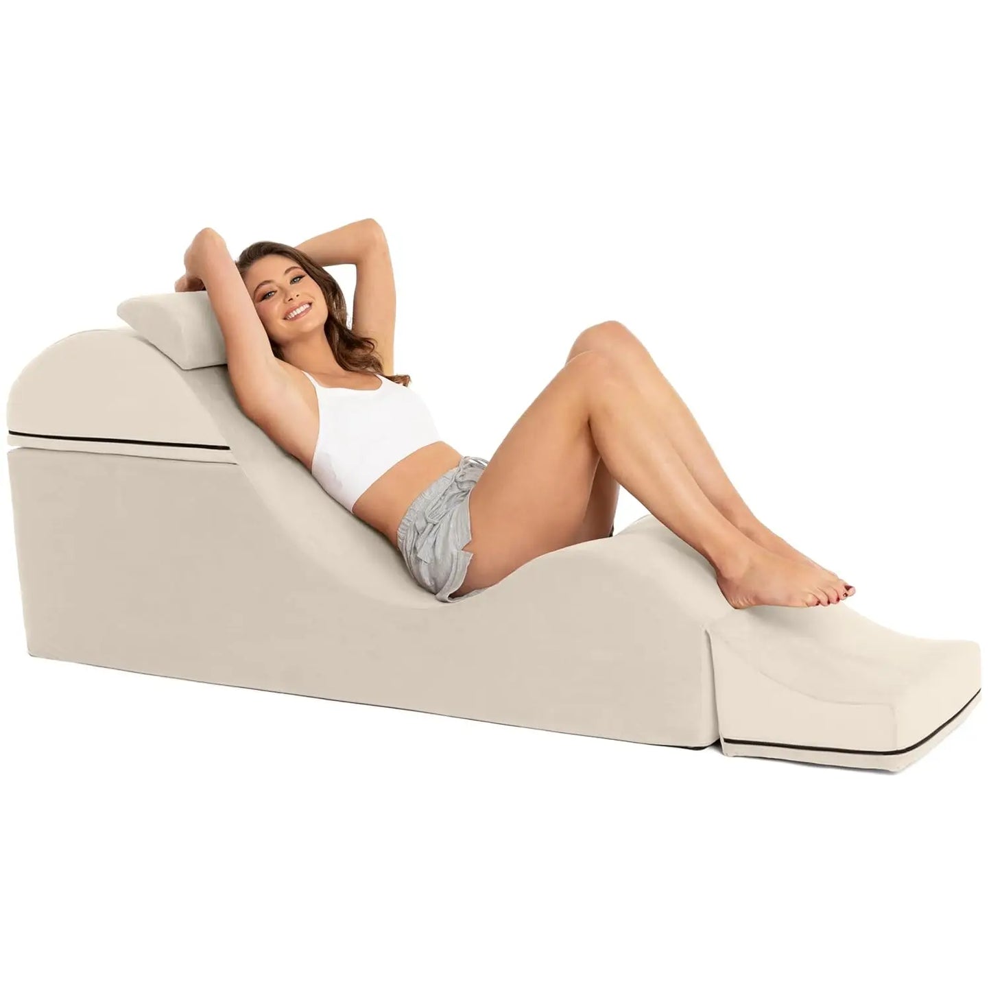 Convertible Chaise/Bed Bench for Yoga & Massage - 2-in-1 End of Bed Ottoman with Concealed Fold Out Yoga, Customized