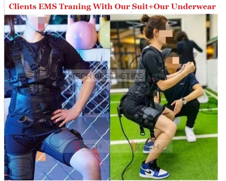 blue ems training suit lyocell polypropylene polyamide elastan ems underwear ems vest training suit ems undergarment base layer