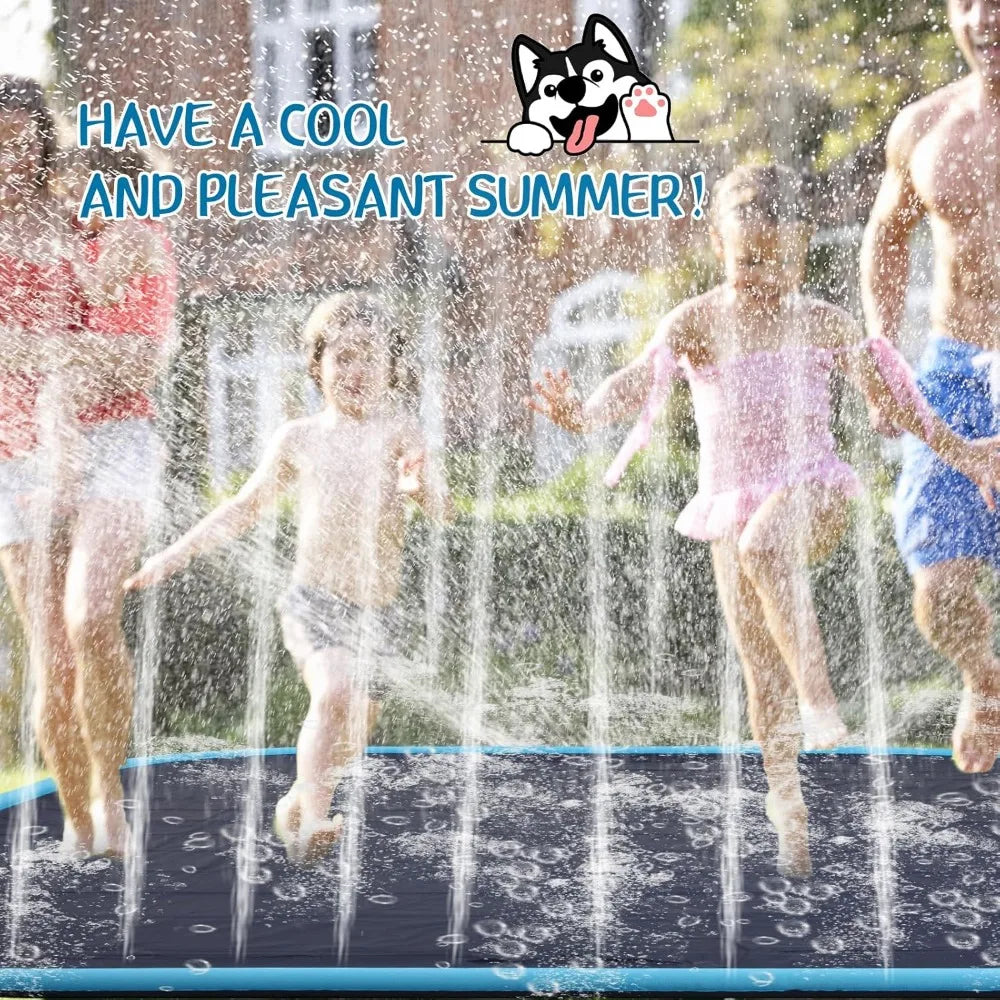 Extra Large 144" Non-Slip Splash Pad for Adults & Dogs, Thicken Sprinkler Mat Outdoor Summer Fun