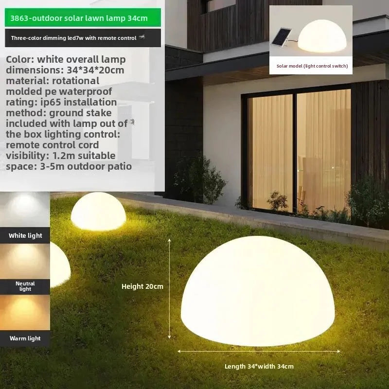 2025 New Model Solar-Powered Luminous Stone Outdoor Waterproof Decorative Garden Lamp Semi-Circular Stone Floor Lamp Lawn Lamp
