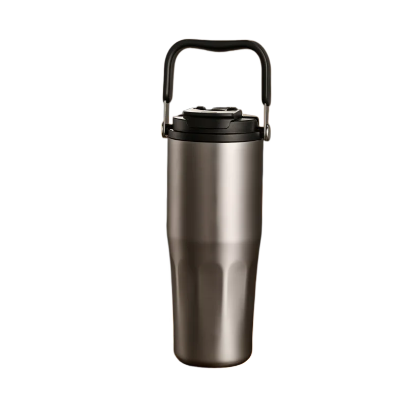 800ML Ceramic Coated Insulated Tumbler with Straw Leakproof Travel Water Bottle Detachable Handle Tea Infuser Cup for Office Car