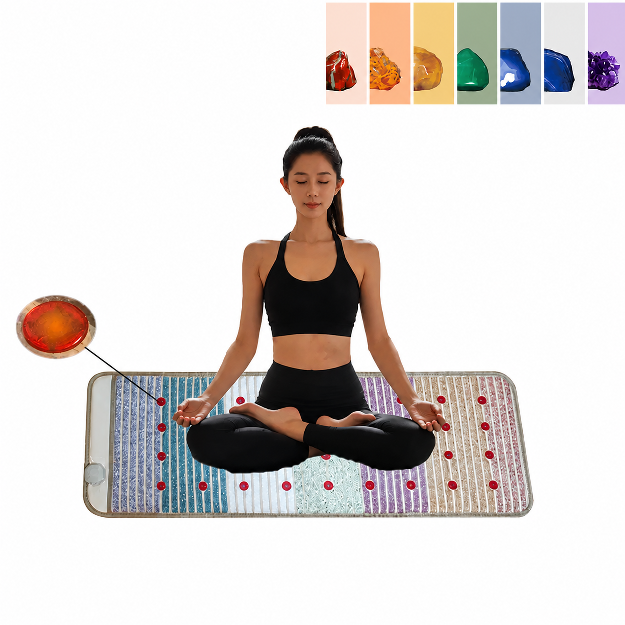Infrared PEMF Magnetic Therapy Bio-Crystal Mat Chakra Energy Photon Massage Cushion with Heating