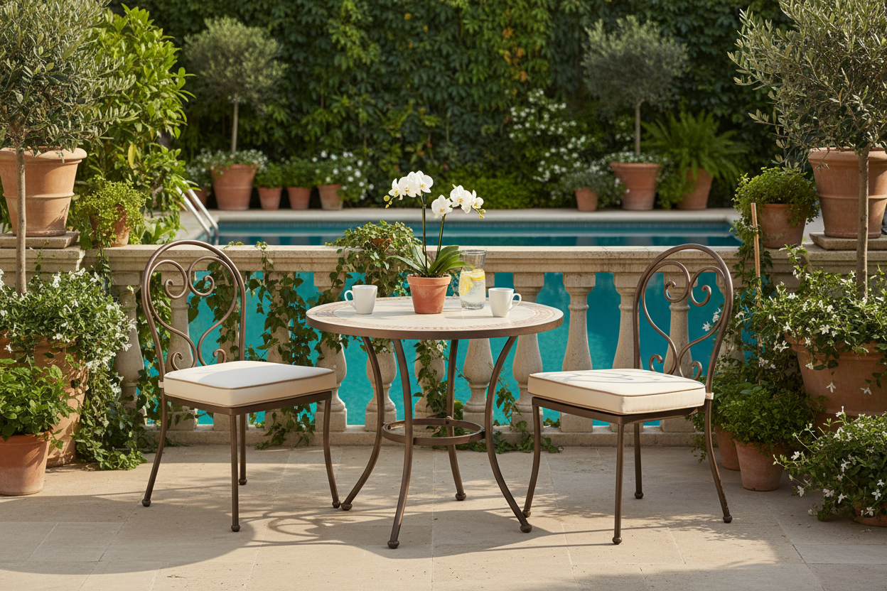 Outdoor Patio Furniture Set with Bistro Table and Chairs for Garden Poolside Balcony