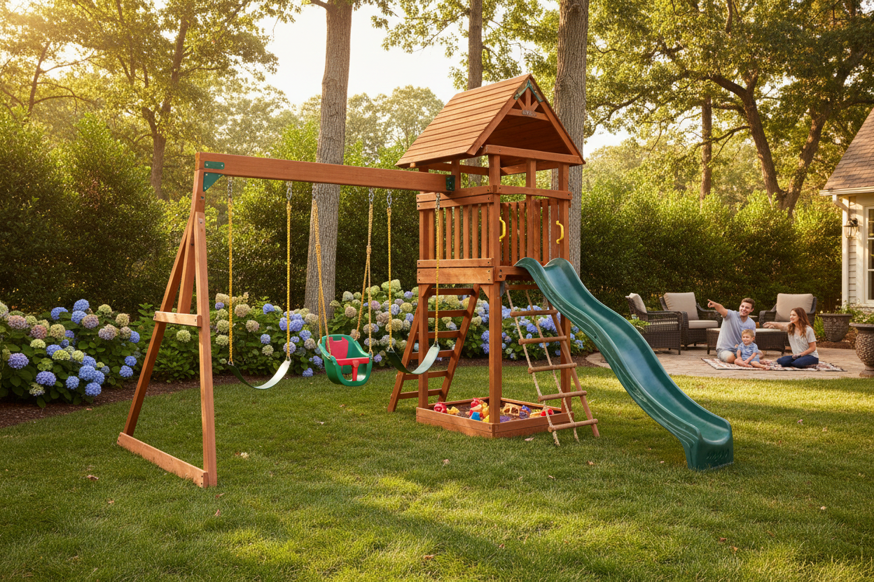 Wood Swing Sets for Backyard