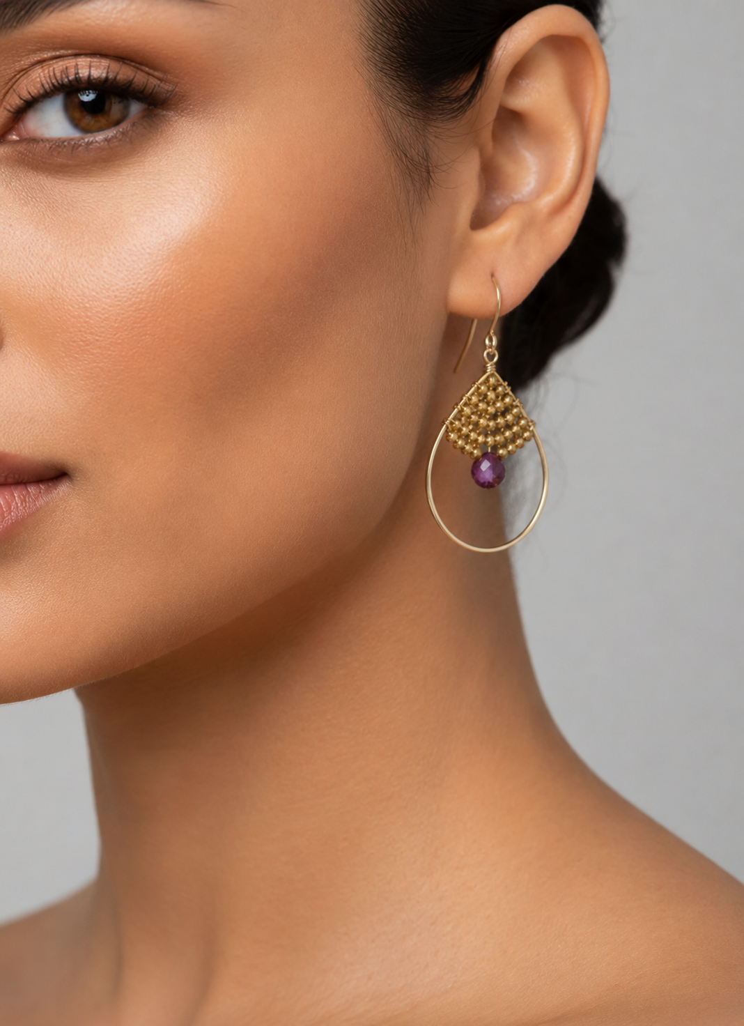 Large Teardrop Caviar “Athena” earrings