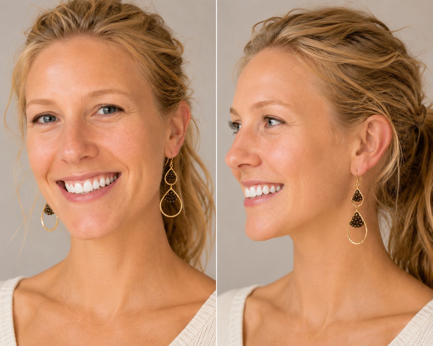 Double Teardrop Caviar Earrings
