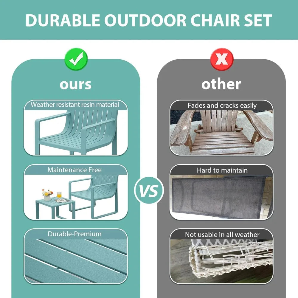 Outdoor Patio Furniture Set with Bistro Table and Chairs for Garden Poolside Balcony