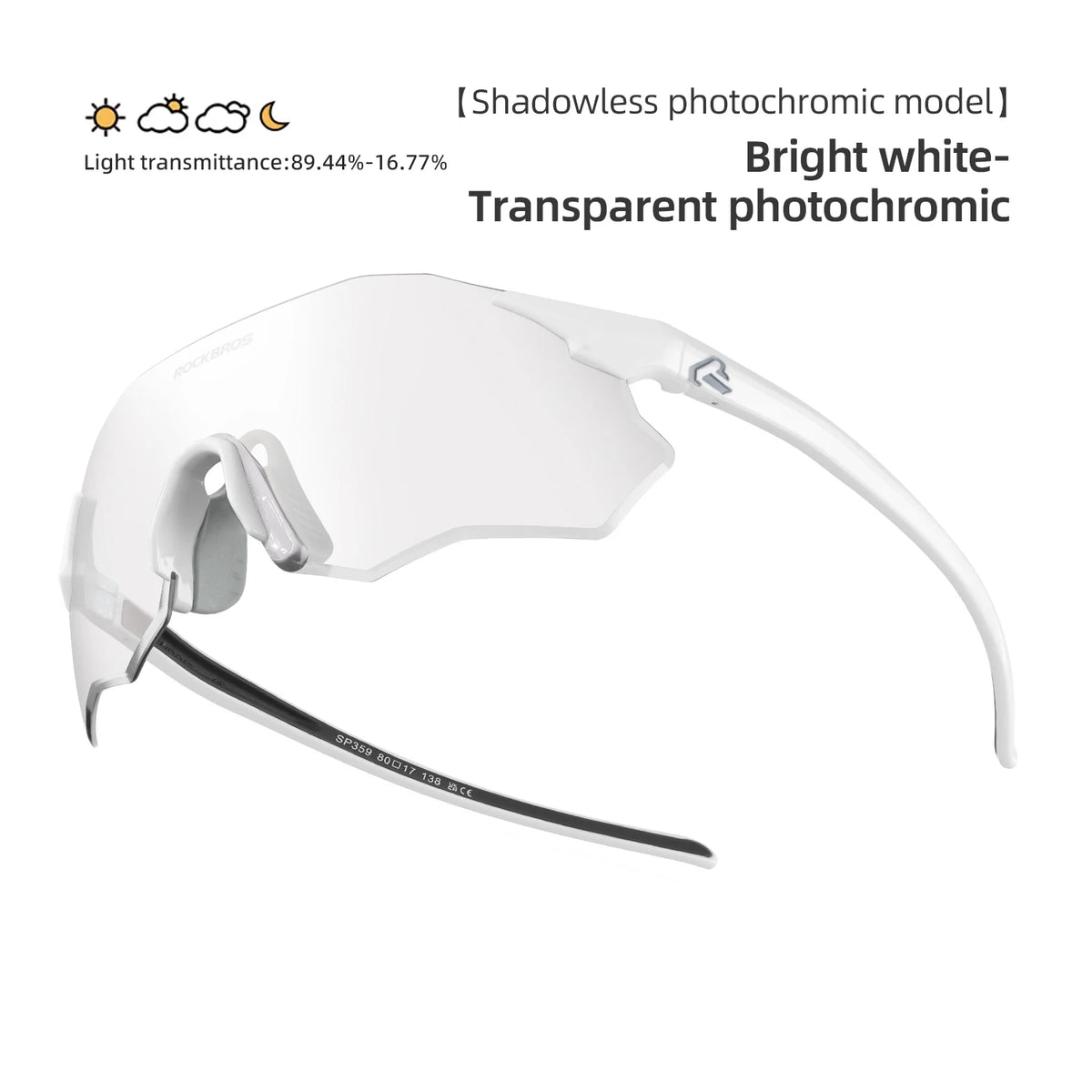 ROCKBROS Cycling Glasses Lightweight Photochromic Polarized Glasses UV400 Sun Protection Women Outdoor Sports Cycling Goggles