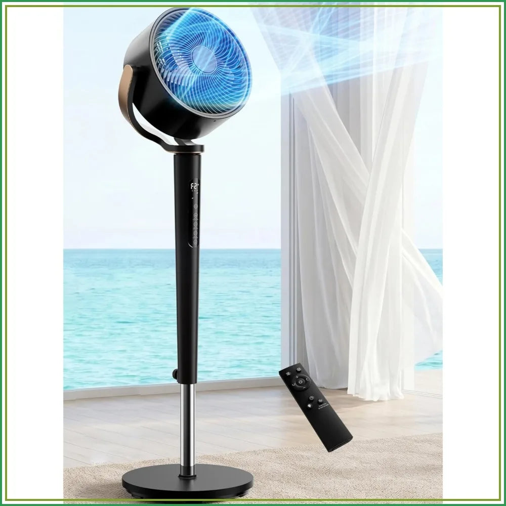 38-46" Omnidirectional Oscillating Standing Fan with 16 Speeds, 4 Modes, Remote, Quiet, 12-H Timer, Memory Function
