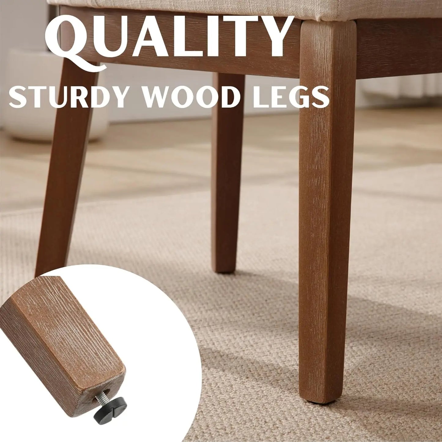 Modern Linen Dining Chairs Set 6 Upholstered Back Wood Legs Kitchen Living Room Custom