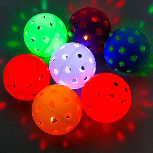 2pcs 74mm light-emitting LED Pickle ball 40 hole glow-in-the-dark Pickleball TE electronic glow-in-the dark Hole ball