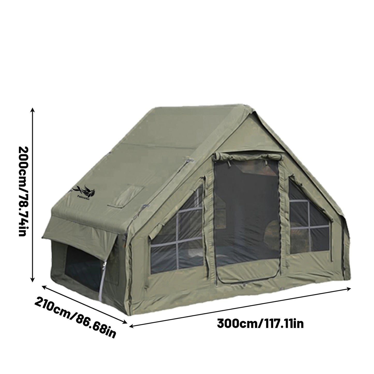 Large Inflatable Camping Tent with Skylight, Quick Air-Flow & Breathable Mesh Design, Summer Glamping Hot Tents for Ca