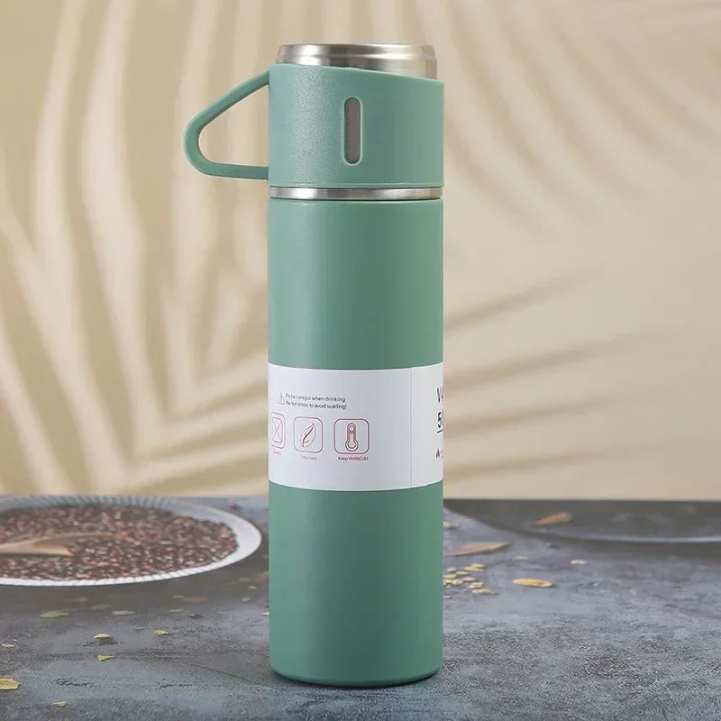 500ML Stainless Steel Vacuum Flask Office Business Style Gift Set Thermos Bottle Outdoor Hot Water Thermal Insulation Couple Cup