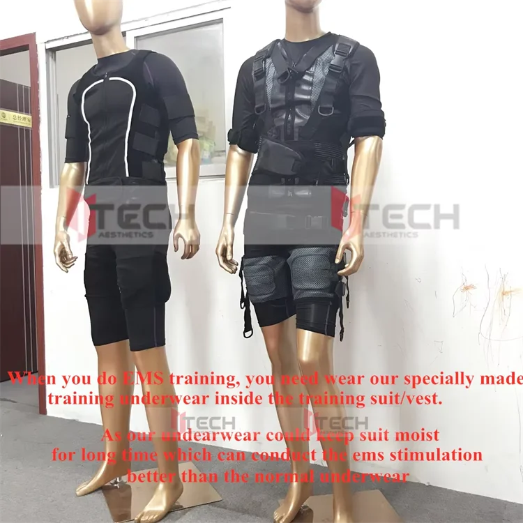 blue ems training suit lyocell polypropylene polyamide elastan ems underwear ems vest training suit ems undergarment base layer