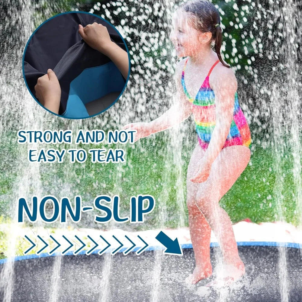 Extra Large 144" Non-Slip Splash Pad for Adults & Dogs, Thicken Sprinkler Mat Outdoor Summer Fun