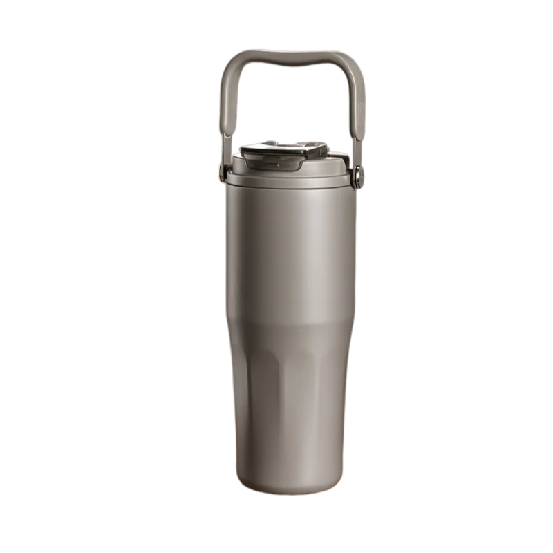 800ML Ceramic Coated Insulated Tumbler with Straw Leakproof Travel Water Bottle Detachable Handle Tea Infuser Cup for Office Car