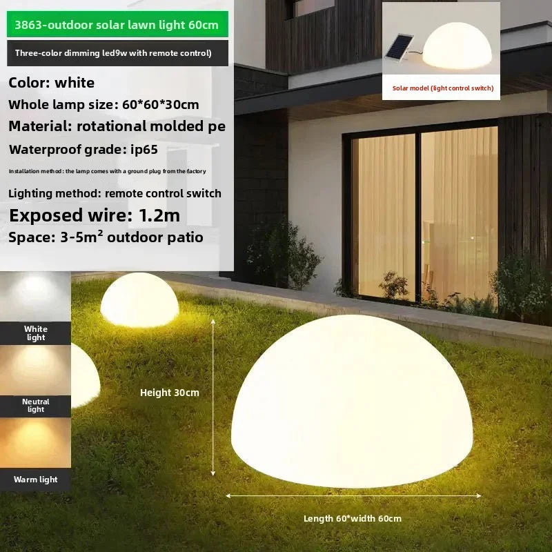 2025 New Model Solar-Powered Luminous Stone Outdoor Waterproof Decorative Garden Lamp Semi-Circular Stone Floor Lamp Lawn Lamp