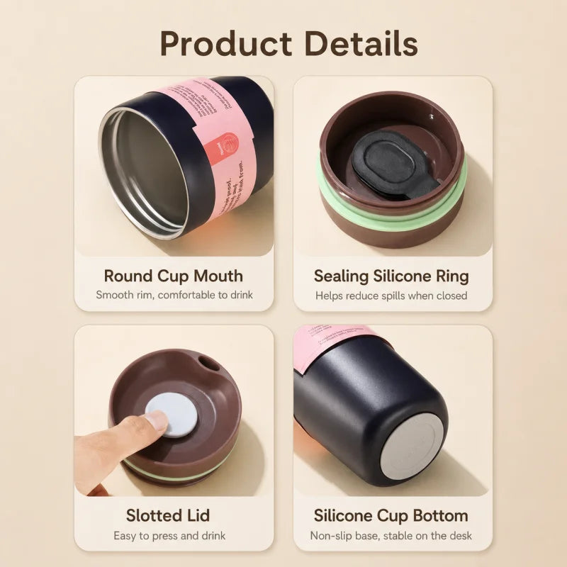 Insulated Coffee Tumbler 360ML 600ML Leakproof Travel Mug with Lid Stainless Steel Cup for Car Office Hot Cold Drinks Women Gift