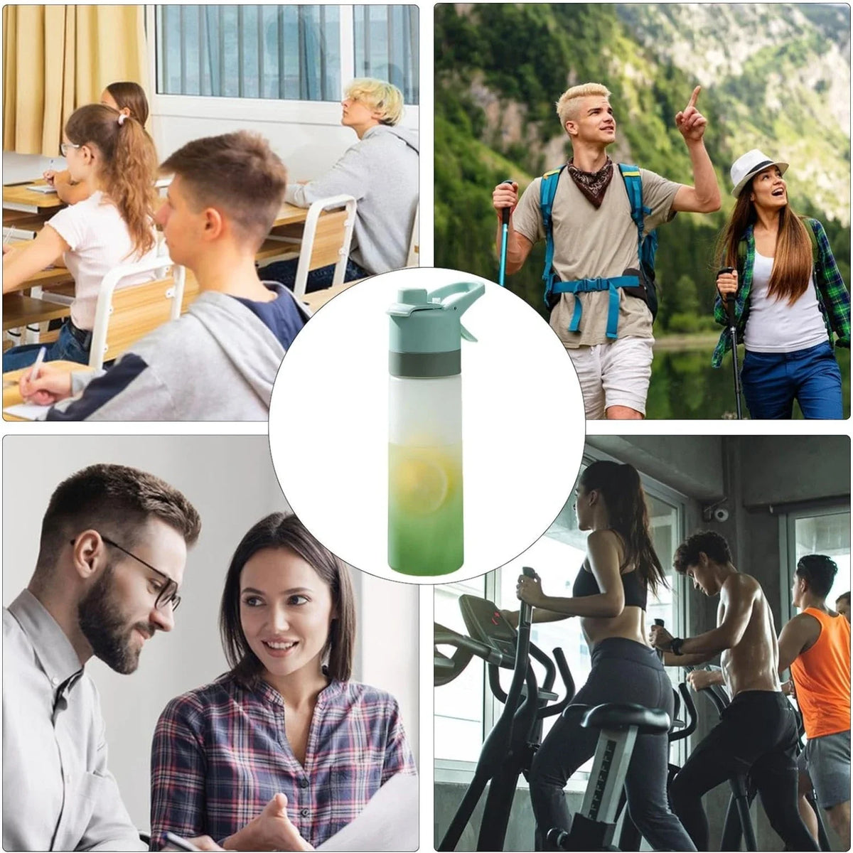 1-4PCS Spray Sports Water Bottle with Handle Unisex Portable Outdoor Fitness Mist Sprayer Reusable BPA Free Gift for Men Women