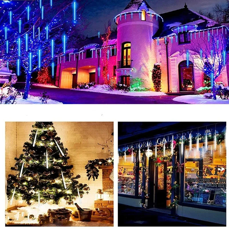 30/50cm Solar Meteor Shower Rain 8 Tubes LED String Lights Waterproof Christmas Solar Street Light Outdoor Garden Tree Decor