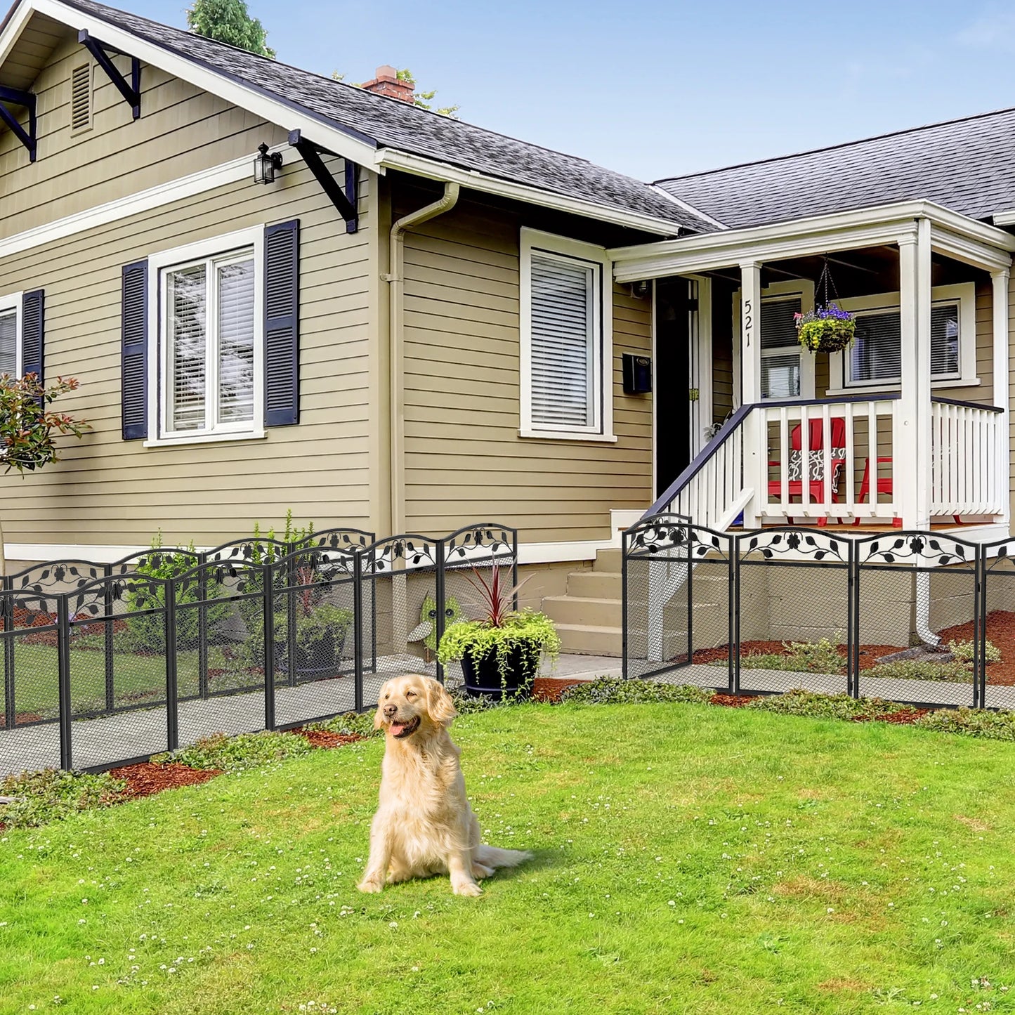 5pcs Garden Decorative Fence Panels Iron Lawn Border Metal Animal Barrier