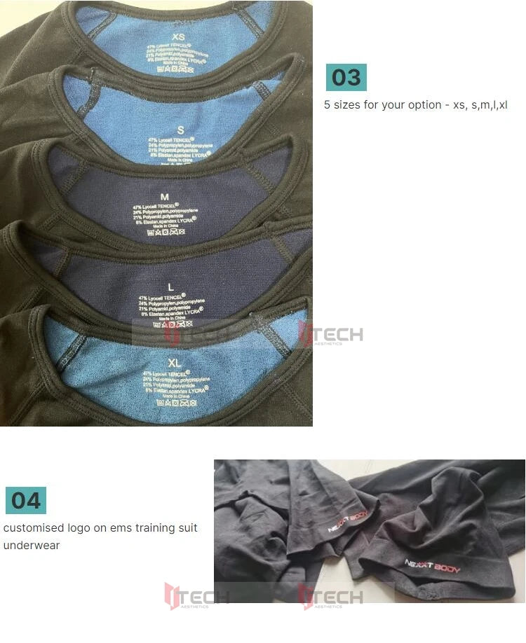 blue ems training suit lyocell polypropylene polyamide elastan ems underwear ems vest training suit ems undergarment base layer