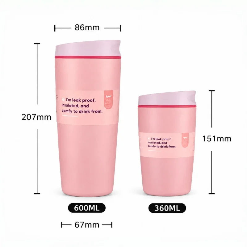 Insulated Coffee Tumbler 360ML 600ML Leakproof Travel Mug with Lid Stainless Steel Cup for Car Office Hot Cold Drinks Women Gift