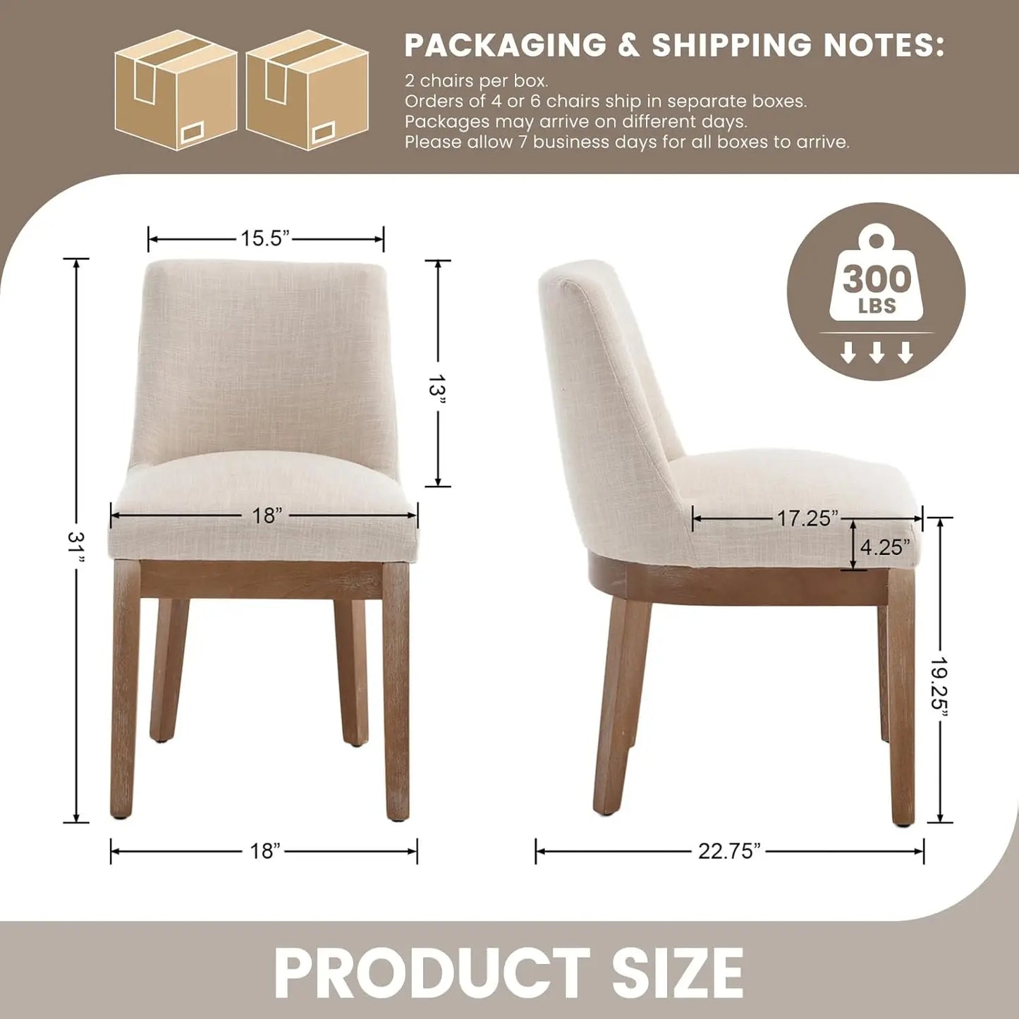 Modern Linen Dining Chairs Set 6 Upholstered Back Wood Legs Kitchen Living Room Custom