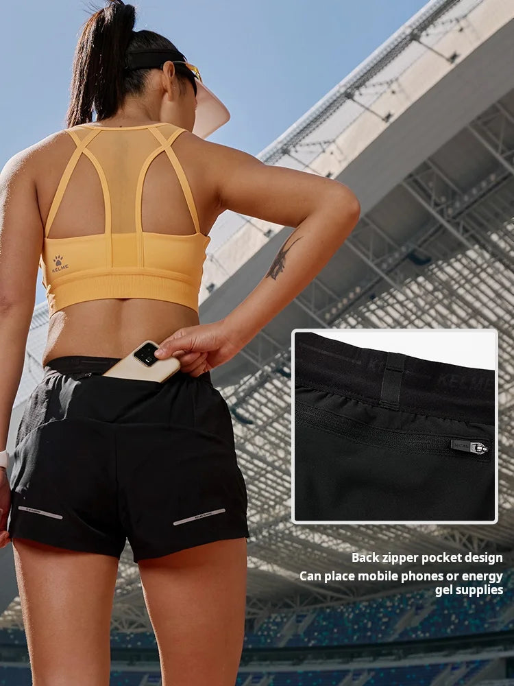 Kelme Women's Marathon Shorts Yoga Quick-drying Three-quarter Pants Professional Fitness Sports Shorts Outdoor Running Pants
