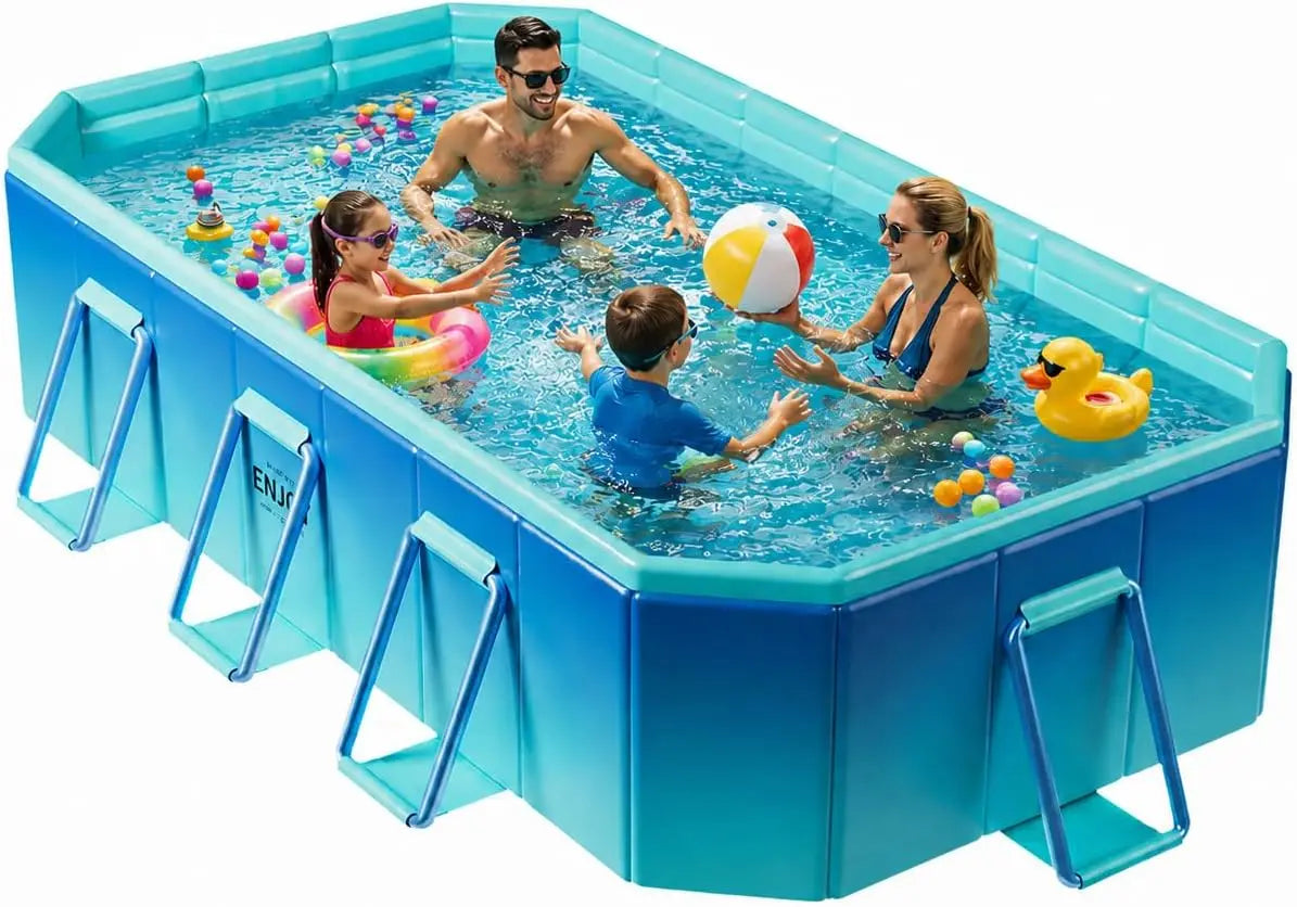 Large Foldable Pool for Adults, Non-inflatable, Oversize Thickened Collapsible Pool, 116" x 65" x 21"