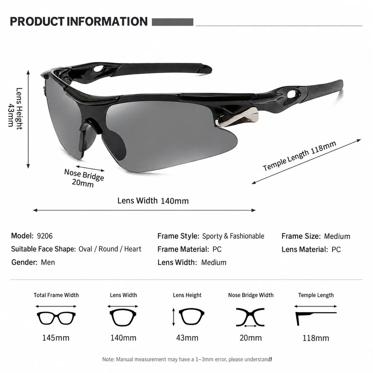 Polarized Sports Sunglasses Men Women UV400 Cycling Sunglasses Windproof Cycling Glasses Road Mountain Bike Running Hiking MTB