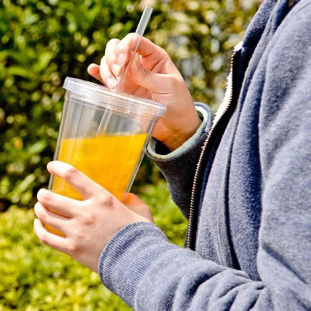 Clear Tumbler with Straw Reusable Double-layer Water Bottle for Coffee Milk DIY Smoothie Cup Drinkware Supplies