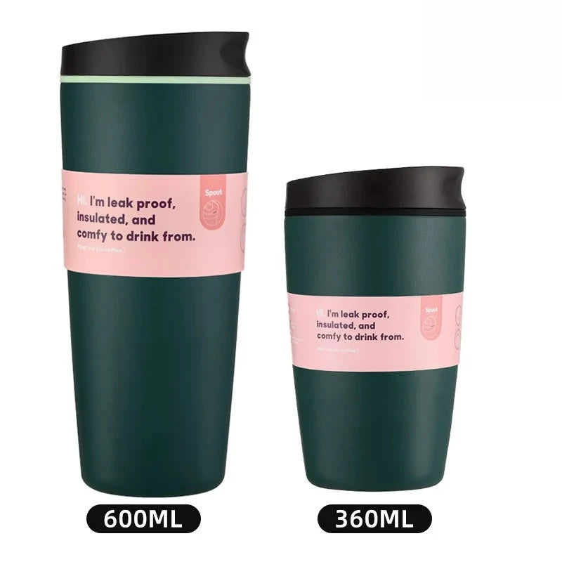 Insulated Coffee Tumbler 360ML 600ML Leakproof Travel Mug with Lid Stainless Steel Cup for Car Office Hot Cold Drinks Women Gift