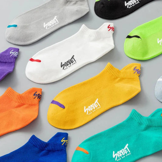 5/10Pairs Summer Socks Bright Color Mesh Ankle Socks Men Women Breathable Street Fashion Sports Mesh Thin Short Running Socks