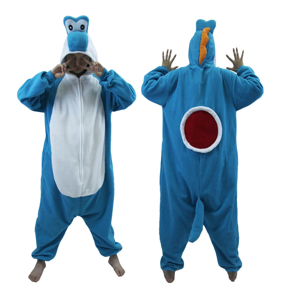 Colorful Yoshi Onesies Kigurumi Pajamas for Adult Unisex Fleece Pyjama Christmas Halloween Cosplay Cos Women Sleepwear Outfits