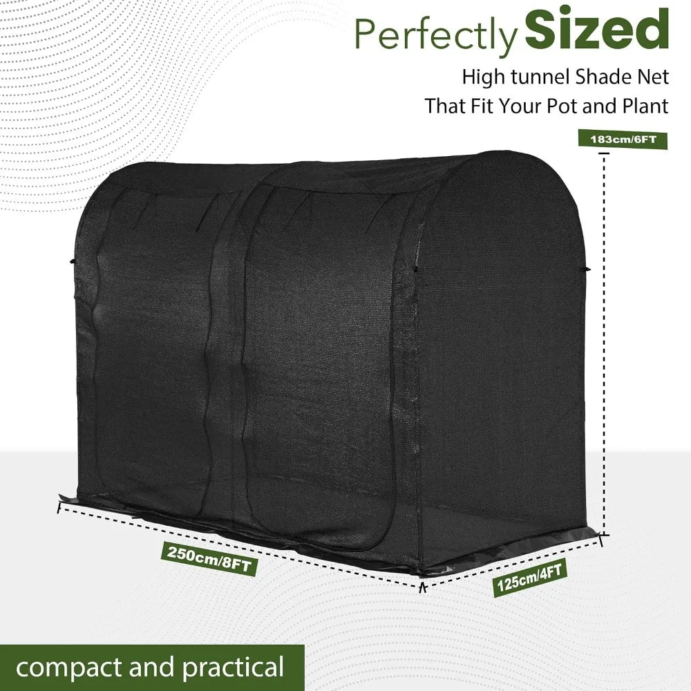 Large Tunnel 8.2'x4' Sunshade Cloth, Easy Set Up 6FT Tall Crops Shade Net, UV Resistant 80% Sunblock for Vegetables & Fruits with Stakes