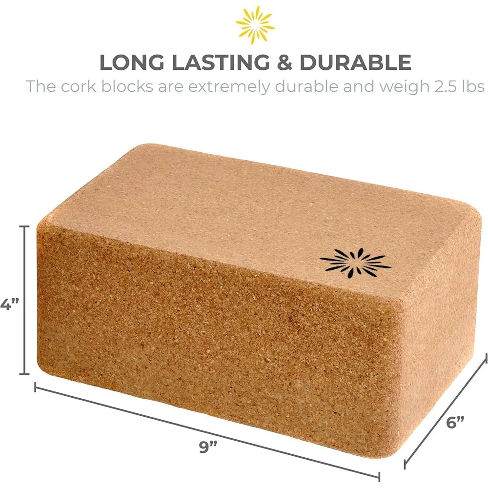 Sunshine Yoga 4" Cork Yoga Block, 6 and 4 Pack Bulk Yoga Blocks