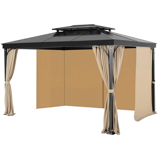 SucceBuy Gazebo Curtains 4-Panel Sidewall Gazebo Privacy Curtains with Zippers Universal Sunshade Curtains Replacement for Patio