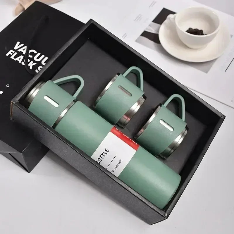 500ML Stainless Steel Vacuum Flask Office Business Style Gift Set Thermos Bottle Outdoor Hot Water Thermal Insulation Couple Cup