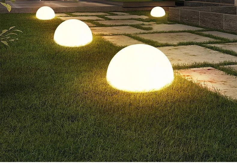 2025 New Model Solar-Powered Luminous Stone Outdoor Waterproof Decorative Garden Lamp Semi-Circular Stone Floor Lamp Lawn Lamp