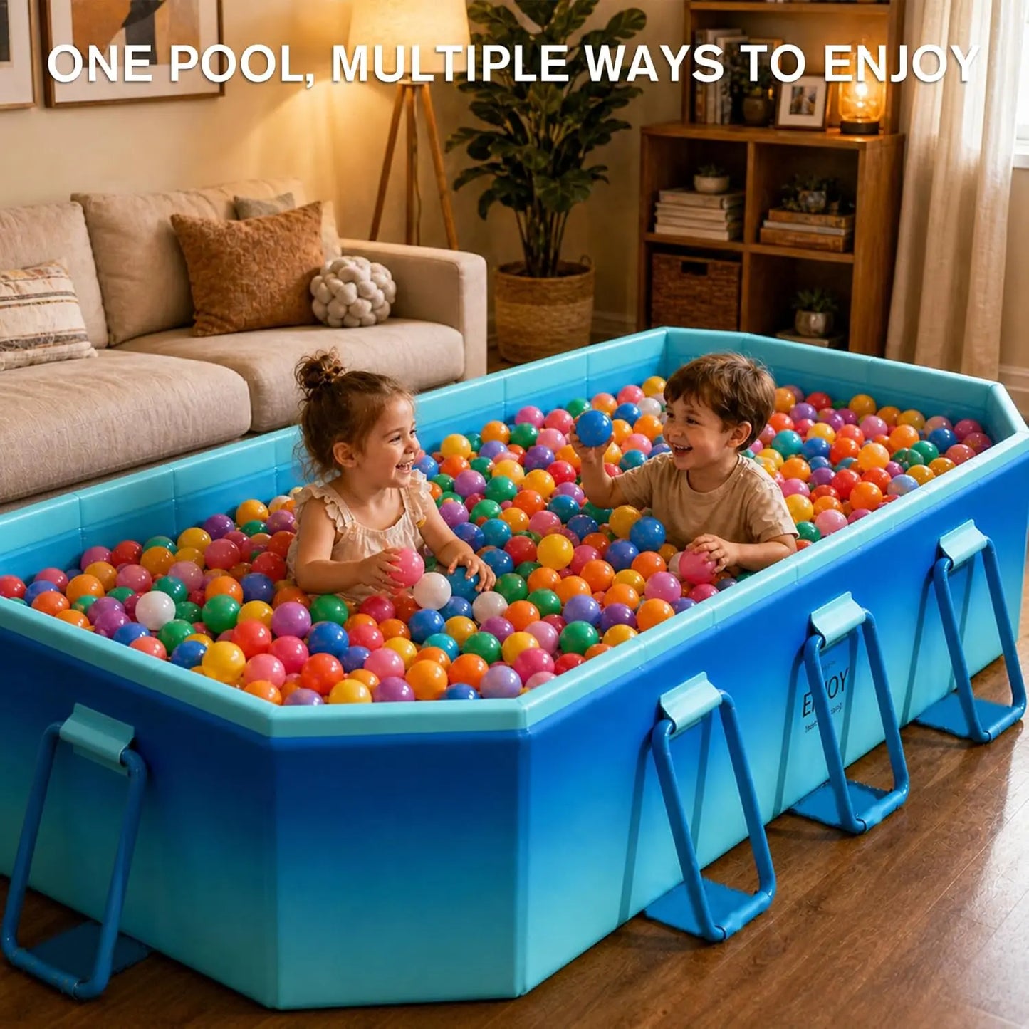 Large Foldable Pool for Adults, Non-inflatable, Oversize Thickened Collapsible Pool, 116" x 65" x 21"