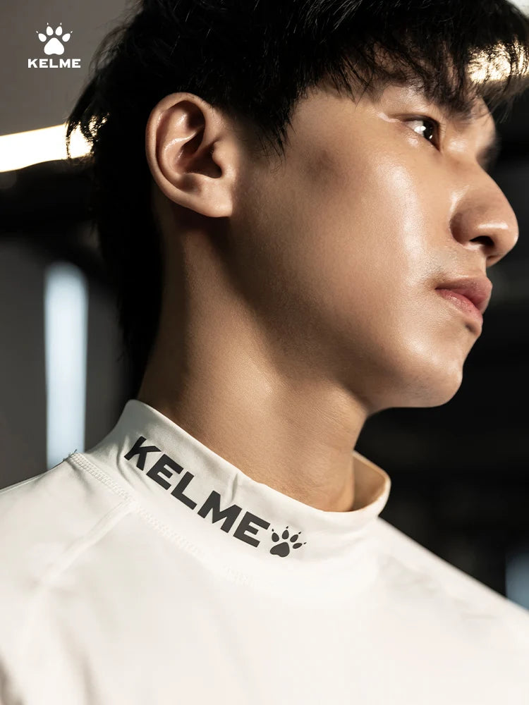 Kelme Plush Tight Fitting Men's High Neck Fitness Football Training Suit Children's High Elastic Bottom Long Sleeved T-shirt