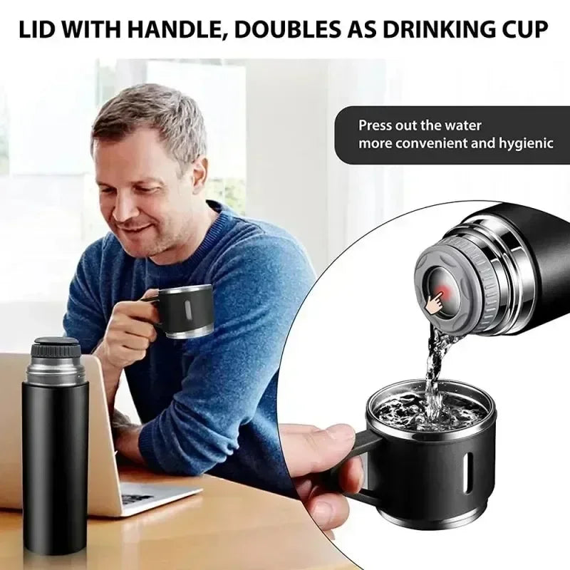 500ML Stainless Steel Vacuum Flask Office Business Style Gift Set Thermos Bottle Outdoor Hot Water Thermal Insulation Couple Cup