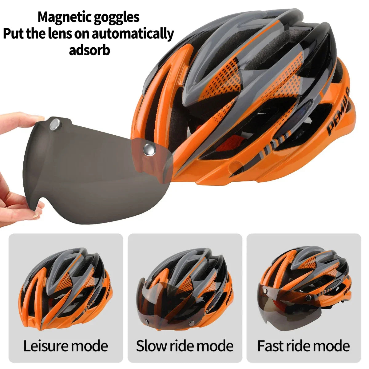 PEMILA Cycling Helmet with Goggle Men and Women MTB Road Mountain Bike Helmet Lens for Riding Sports Bicycle Helmets