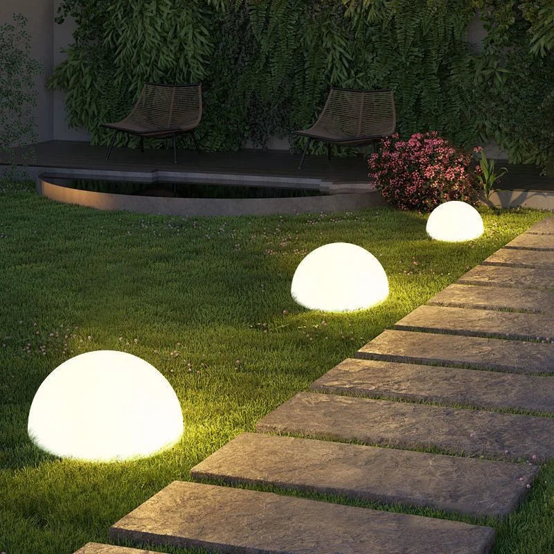 2025 New Model Solar-Powered Luminous Stone Outdoor Waterproof Decorative Garden Lamp Semi-Circular Stone Floor Lamp Lawn Lamp