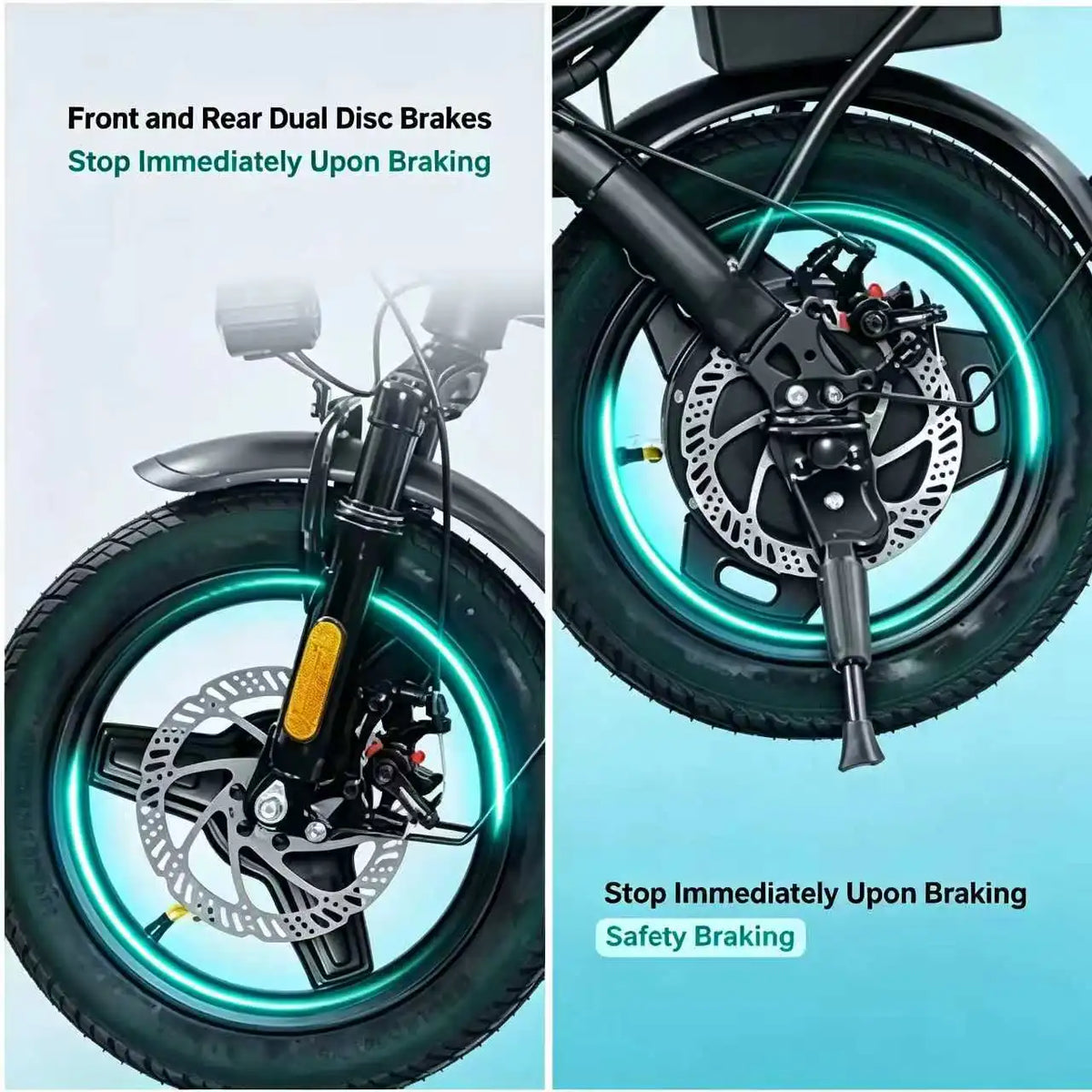 T5 14Inch Folding Electric Bike for Adult Commuters 48V 750W Peak 20MPH 18-22 Miles Range Disc Brake Lightweight E-bike