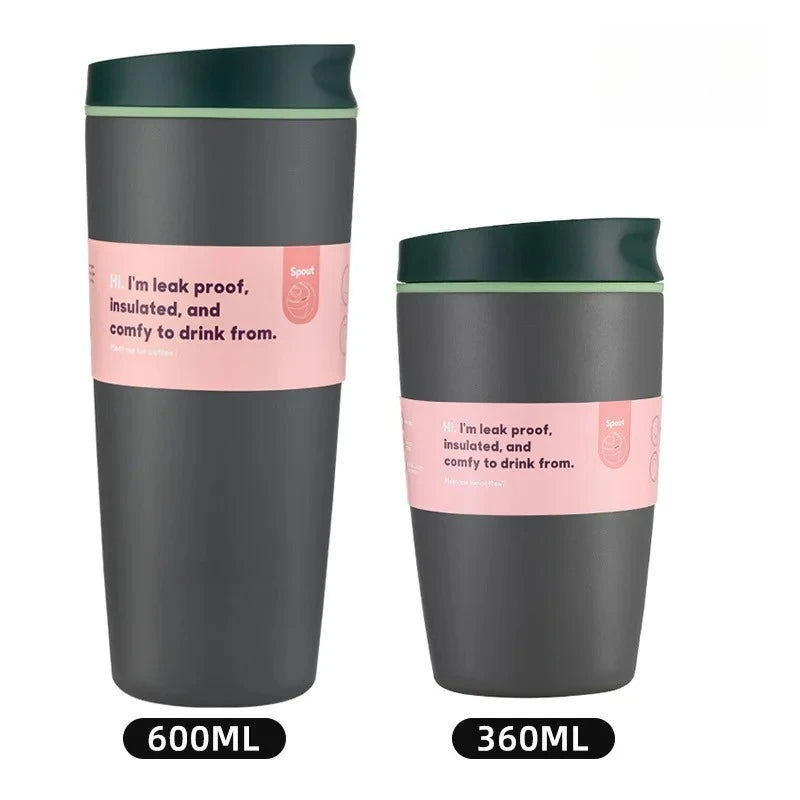 Insulated Coffee Tumbler 360ML 600ML Leakproof Travel Mug with Lid Stainless Steel Cup for Car Office Hot Cold Drinks Women Gift